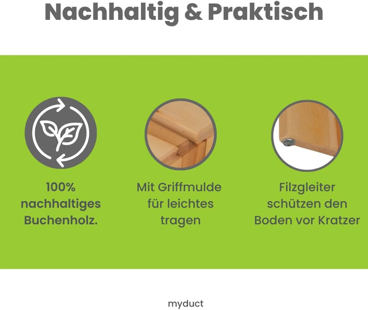 myduct - moderner Tritthocker, Hocker, Schemel, Fussbank, Holzhocker aus Massivholz mit Griffmulde