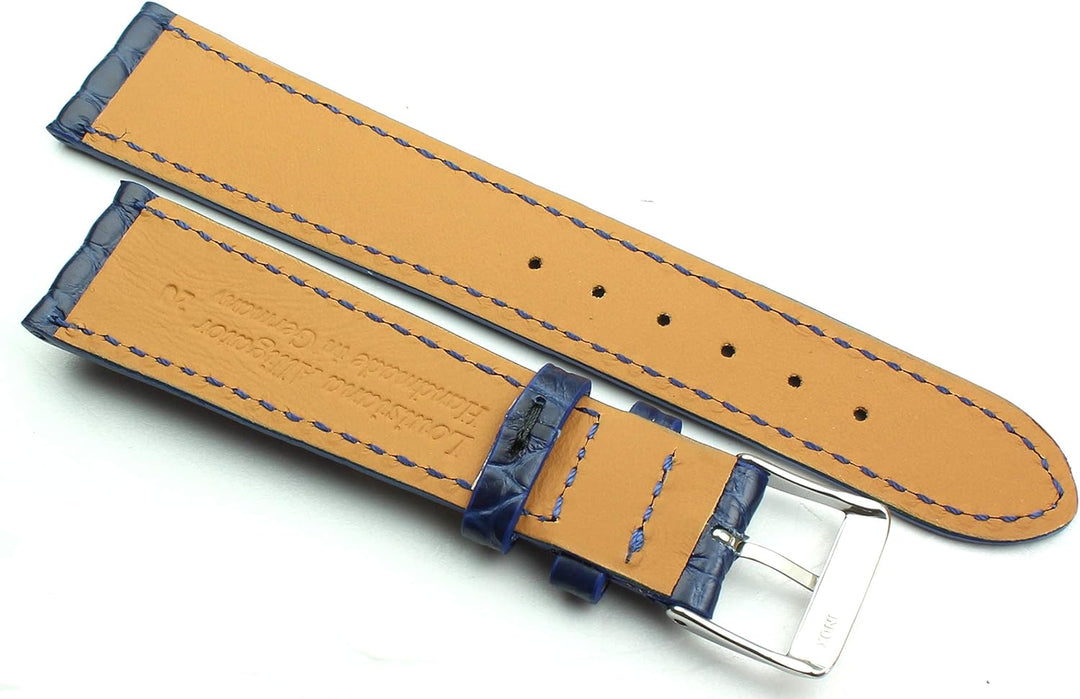 20mm Echt Alligator Klassik handgemacht in Deutschland Uhrenarmband Blau
