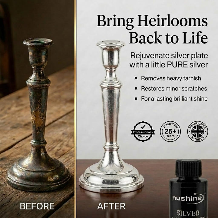 Nushine Silberpflegemittel, 50 ml, enthält Reines Silber (ideal für abgenutztes Silber)