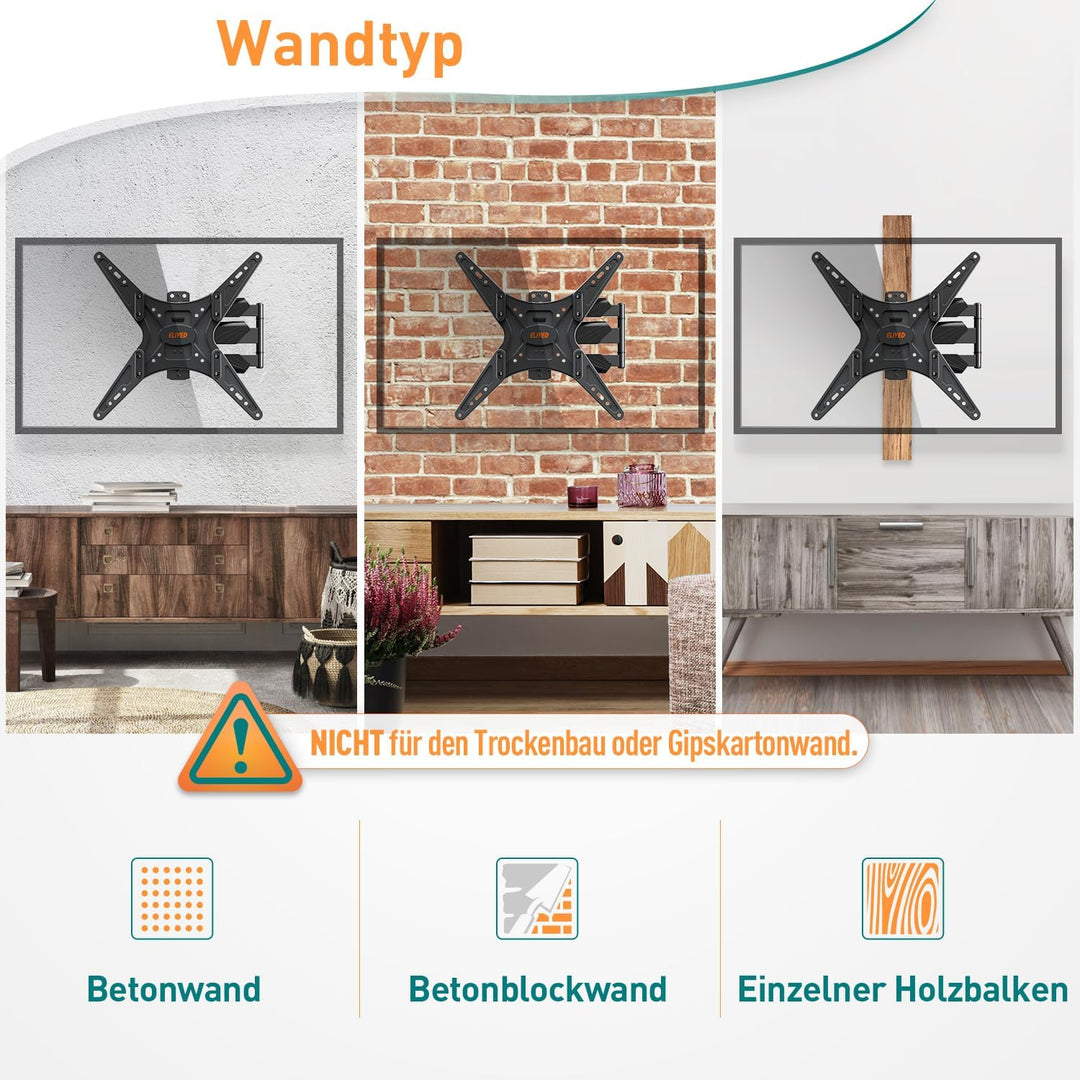 ELIVED TV Wandhalterung Schwenkbar Neigbar TV Halterung für 26-55 Zoll Flach/Curved Fernseher oder M
