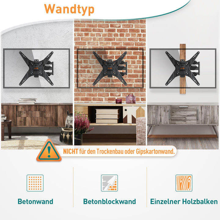 ELIVED TV Wandhalterung Schwenkbar Neigbar TV Halterung für 26-55 Zoll Flach/Curved Fernseher oder M