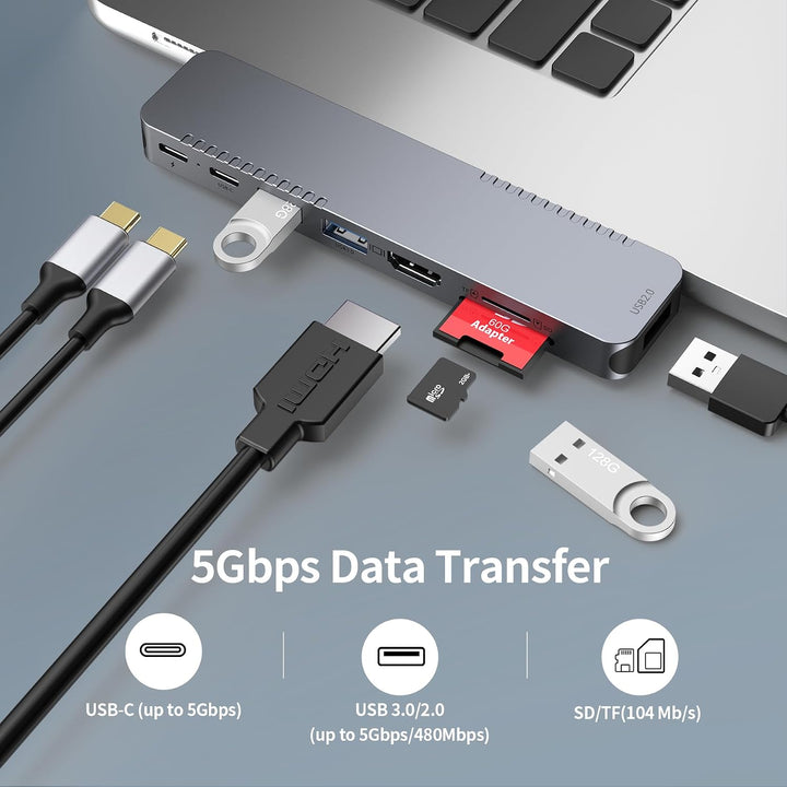 BHHB USB C Hub Adapter für MacBook Pro Air Docking Station 8-in-2 für Mac Book Zubehör 4K@60Hz HDMI,