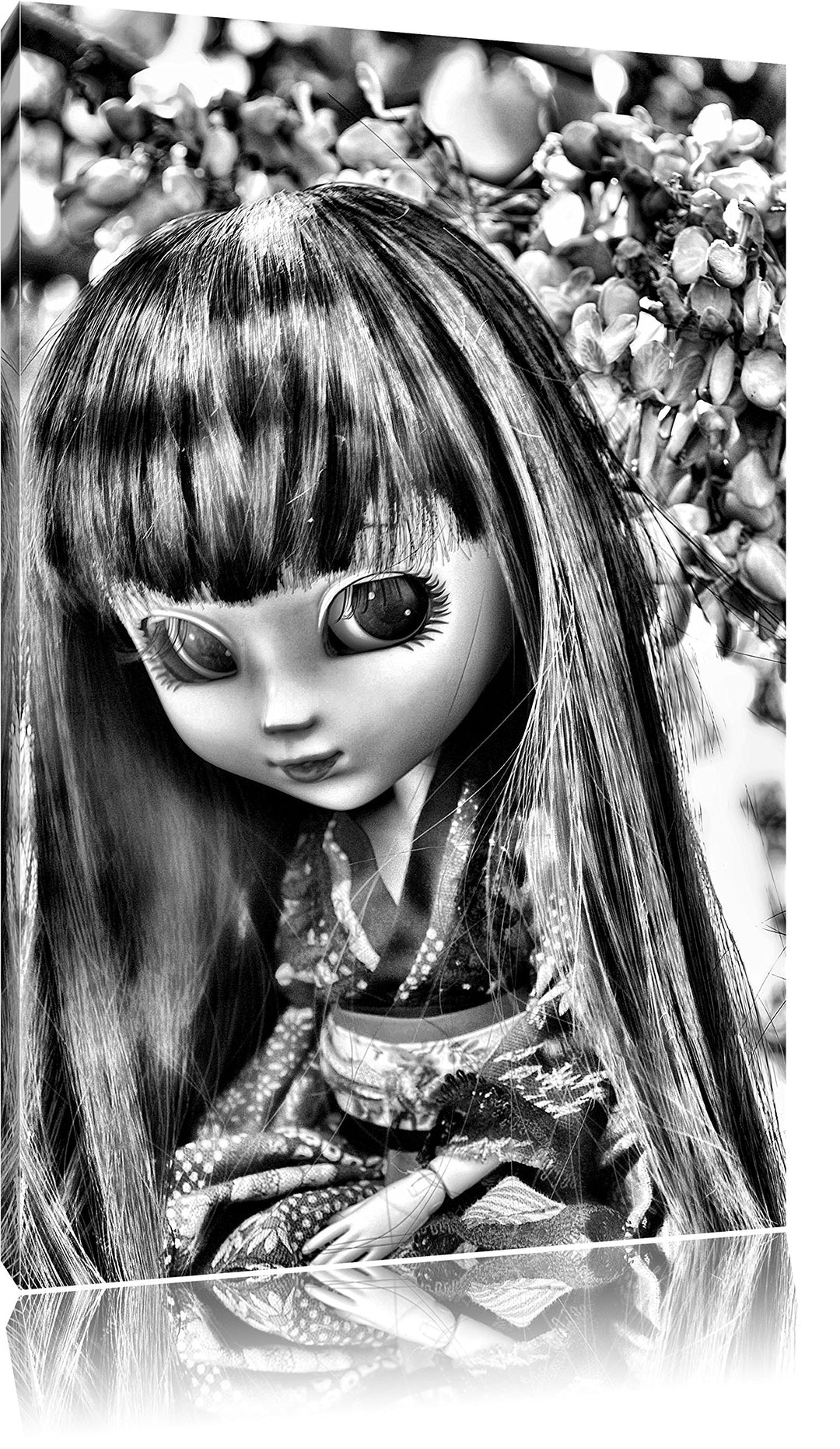 Pixxprint anmutige Geisha Pullip als Leinwandbild/Grösse: 100x70 cm/Wandbild/Kunstdruck/fertig bespa