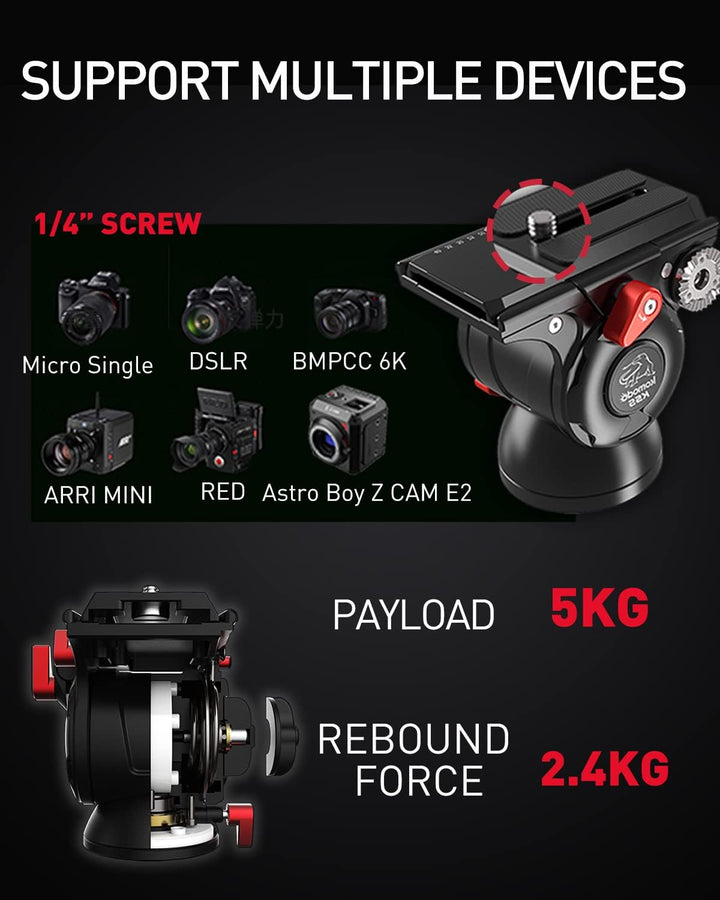 IFOOTAGE Gazelle Stativ TC6S Uprise + Komodo K5S,65"/165 cm Kohlefaser Kamerastativ mit Fluidkopf au