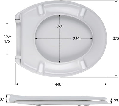 'aquaSu® Antibakterieller WC-Sitz mit Absenkautomatik Siena | Toilettensitz in Grau | Duroplast Toil