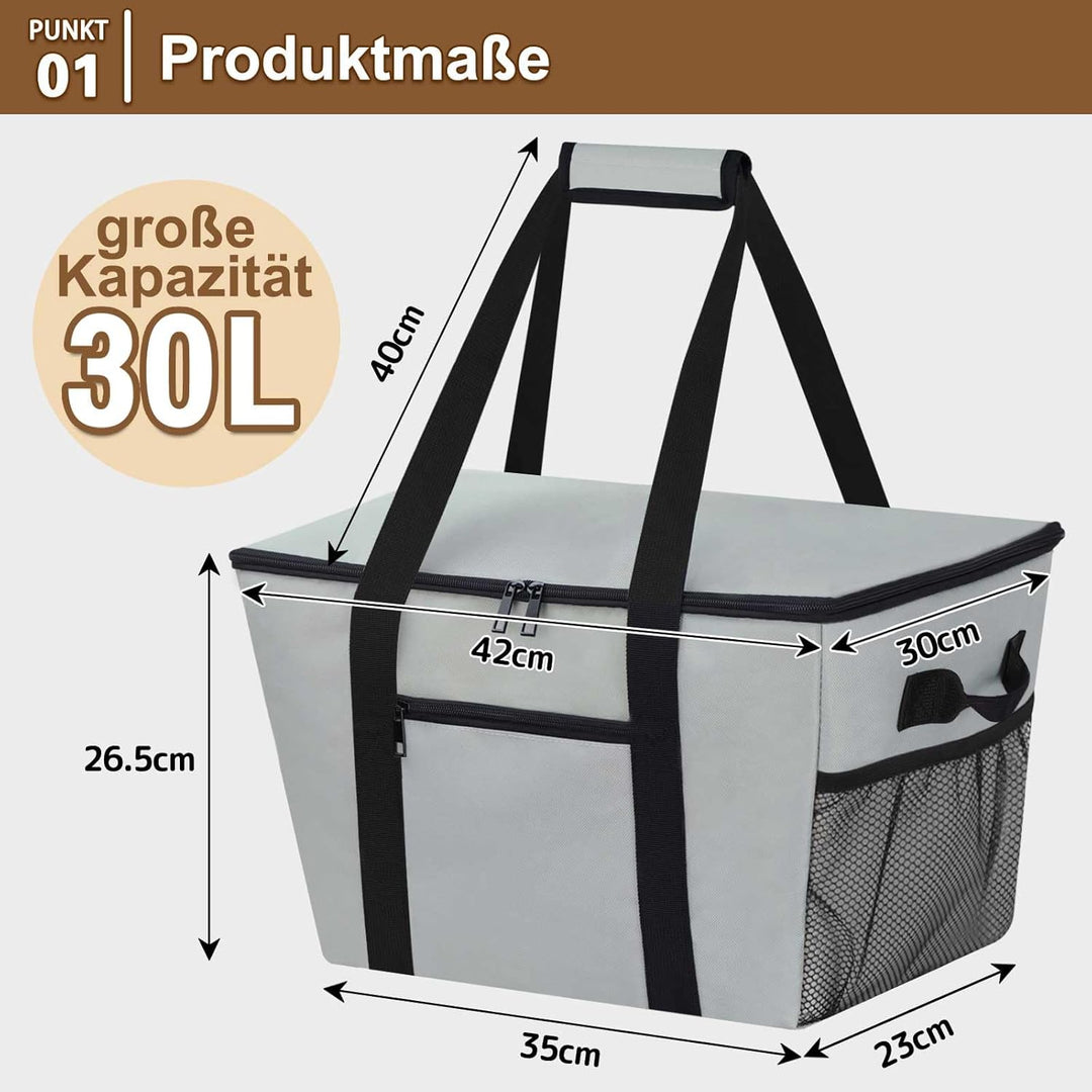 Coolerbag – Kühltasche aus hochwertigem Polyestergewebe, Large Cool Bag with Hard Bottom, Portable F