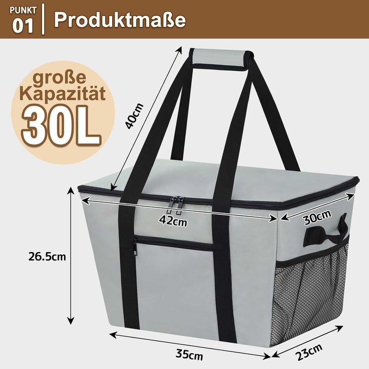 Coolerbag – Kühltasche aus hochwertigem Polyestergewebe, Large Cool Bag with Hard Bottom, Portable F