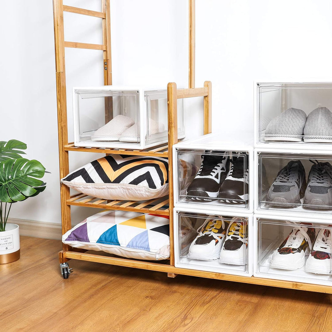 Yorbay Schuhbox, 3er Set, stapelbarer Schuhorganizer, Kunststoffbox mit durchsichtiger Tür, Schuhauf