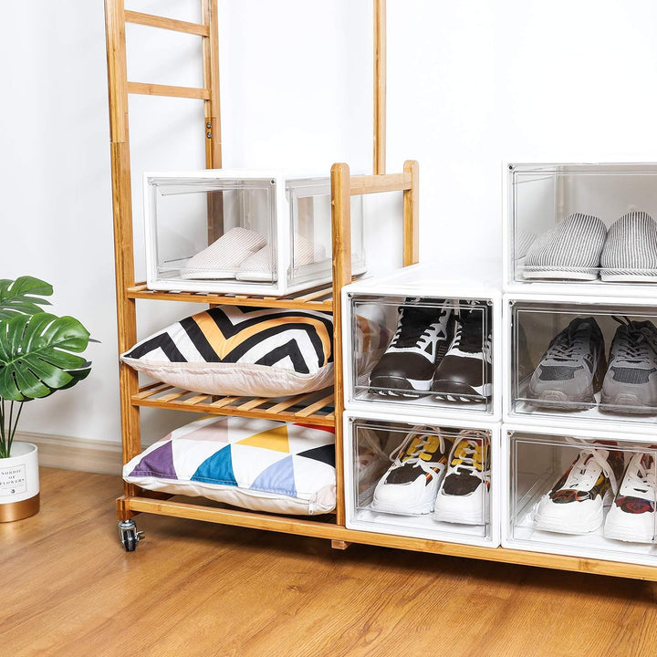 Yorbay Schuhbox, 3er Set, stapelbarer Schuhorganizer, Kunststoffbox mit durchsichtiger Tür, Schuhauf