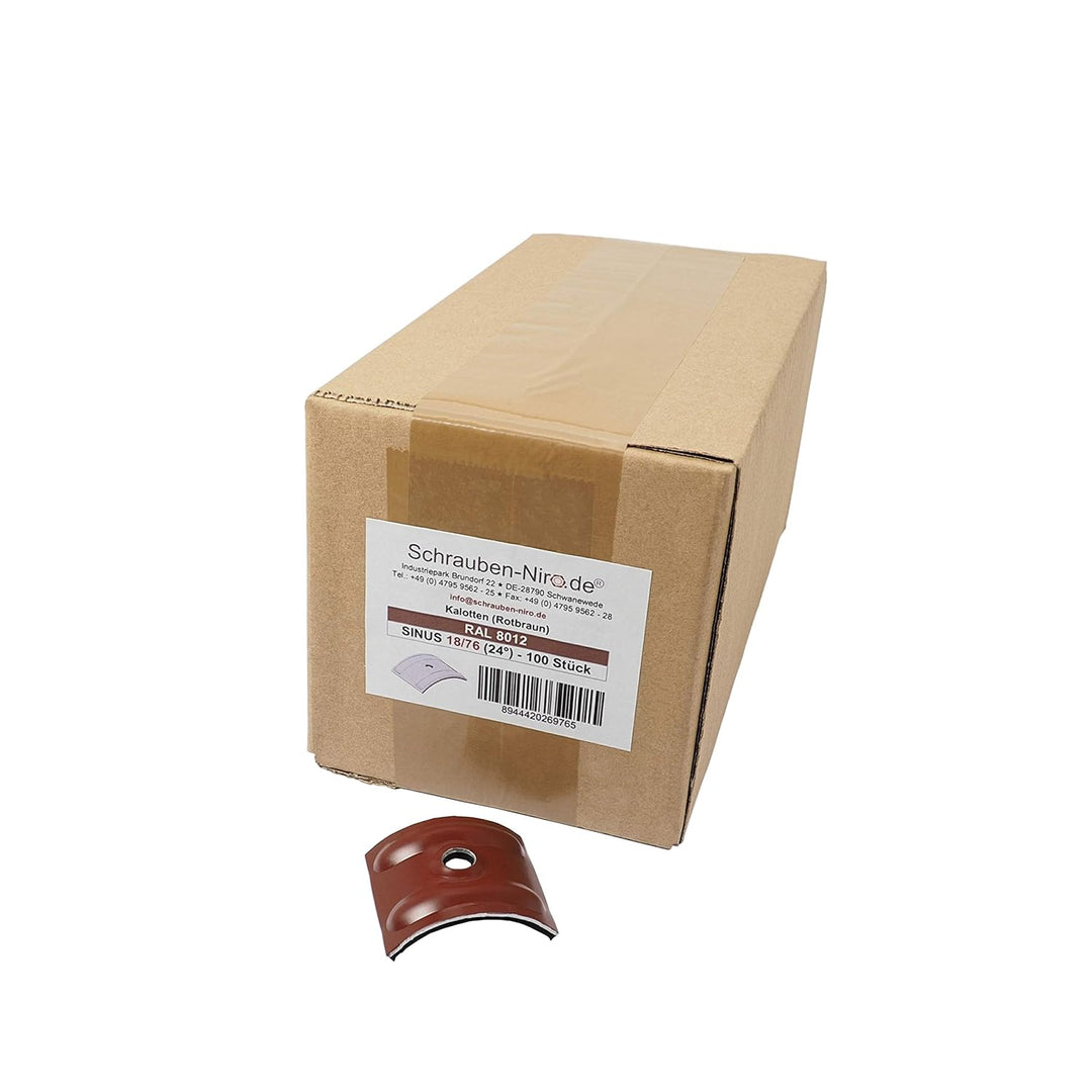 500 Kalotten Rotbraun RAL 8012 Aluminium 24° für Sinus Profil 76/18 Wellplatten Lichtplatten