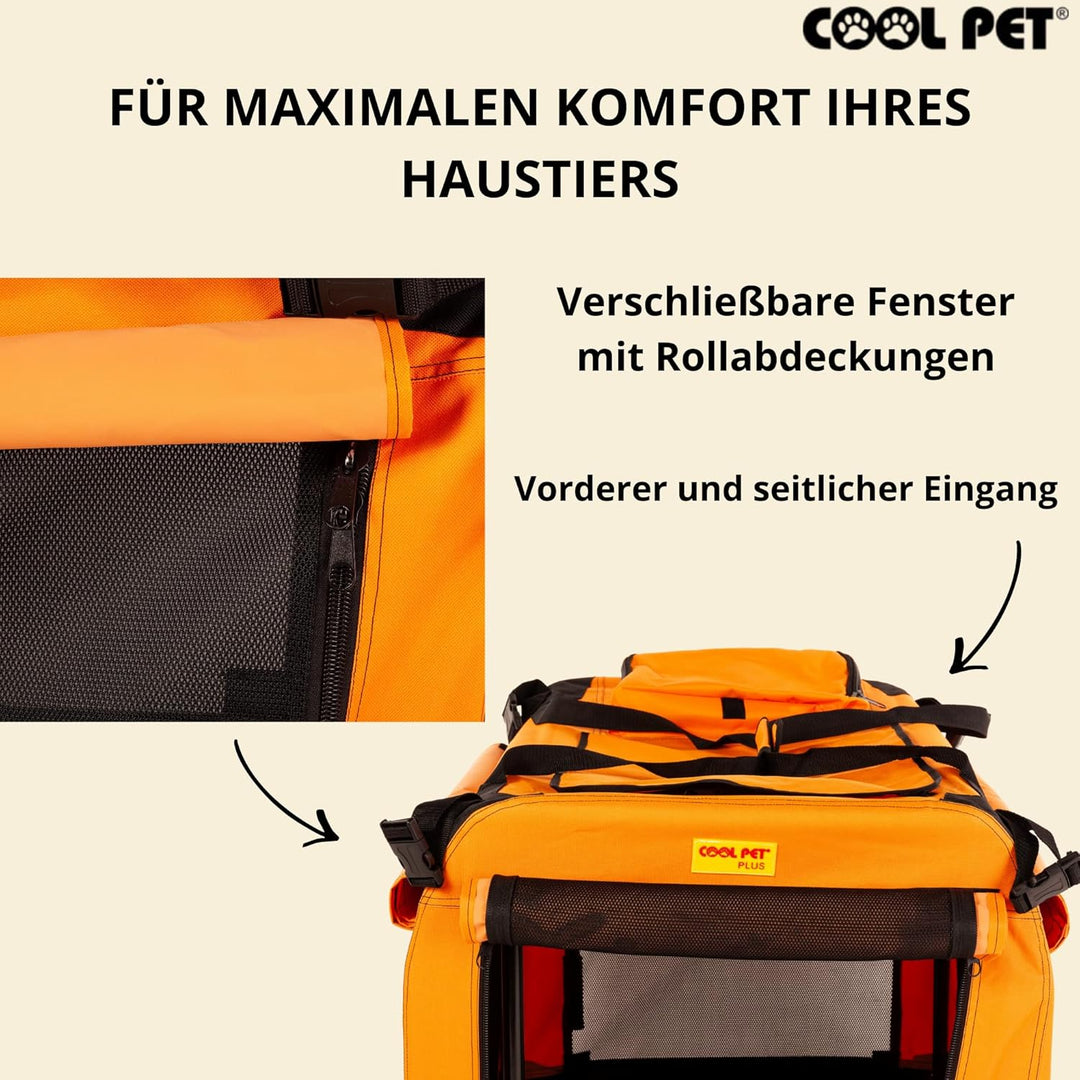 COOL PET Reisebox, Hundebox L 70 * 52 * 52cm, Box für Reise, Käfig, Zwinger (orange), orange