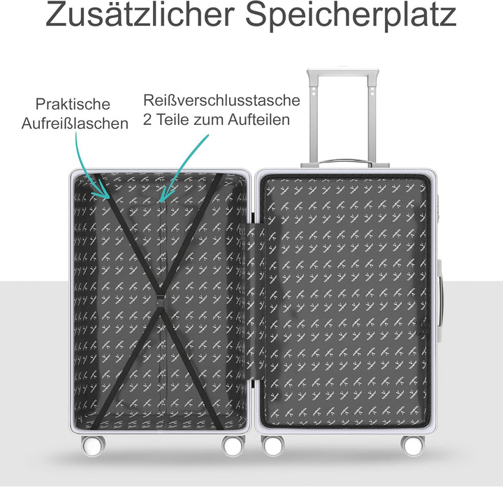 Voyagoux Kofferset 2 teilig - 39L & 71L, Hartschalenkoffer Set, TSA-Schloss, ABS, 4X 360° Rollen, Ro