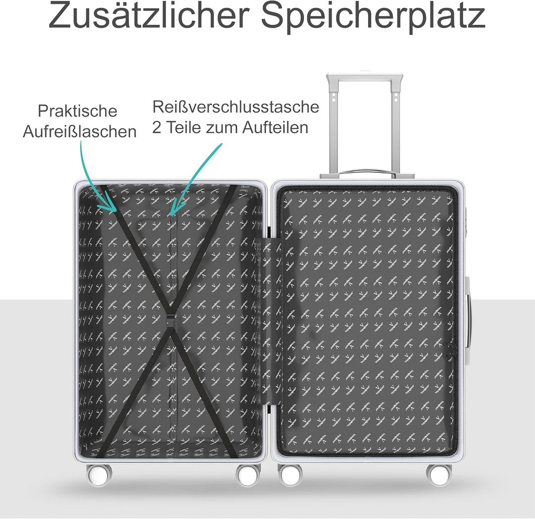 Voyagoux Koffer Handgepäck - 71L, Rollkoffer mittelgross, Hartschalenkoffer, TSA-Schloss, ABS, 4X 36