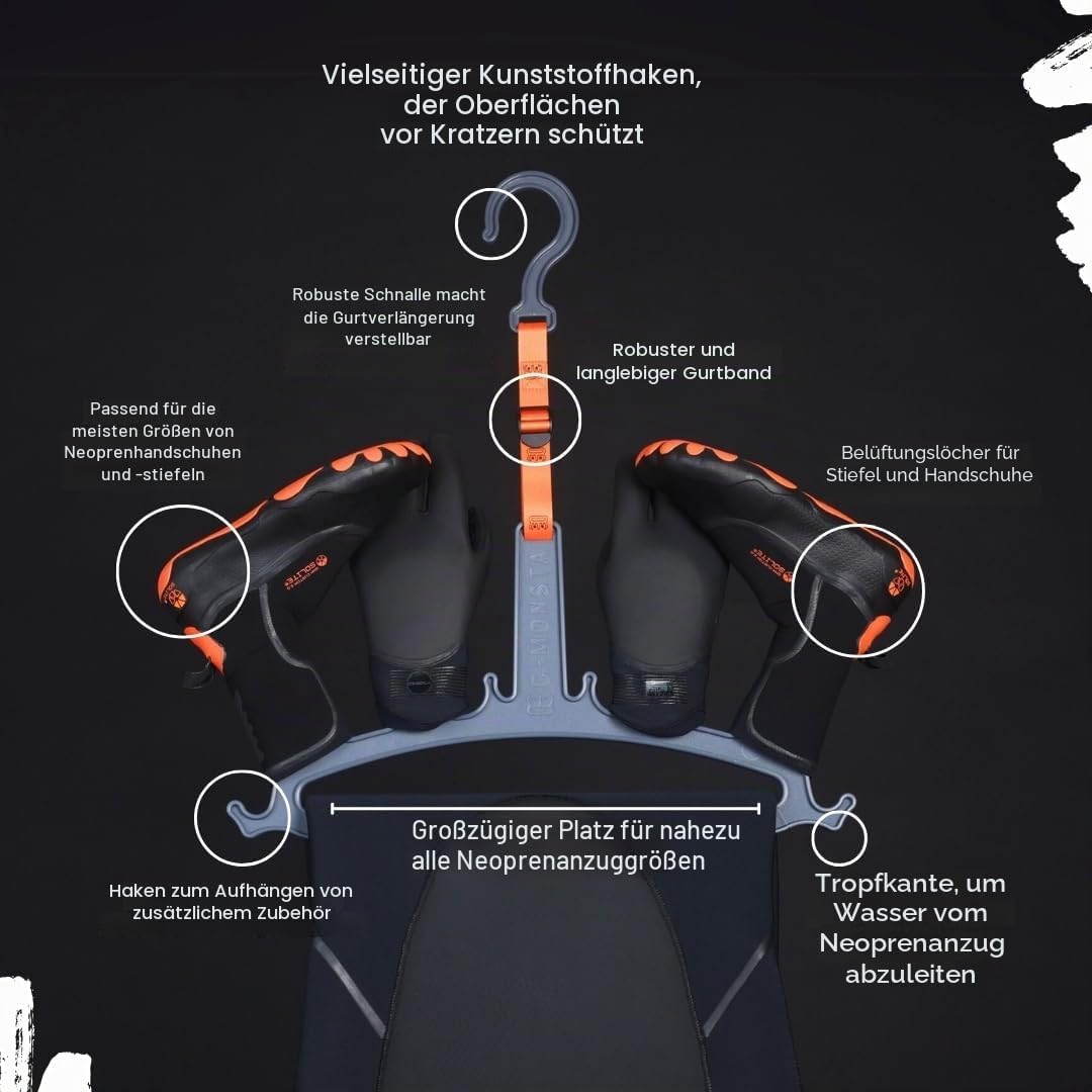 Robuster C-Monsta Neoprenanzug-Bügel | Schnell trocknend | Vielseitig für Neoprenanzüge, Handschuhe
