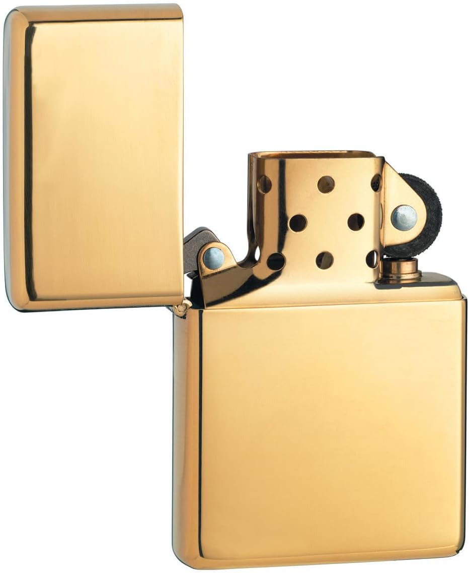 Zippo Sturmfeuerzeug - Modell Vintage - High Polish Brass Finish in Gold - Nachfüllbar - Wiederverwe
