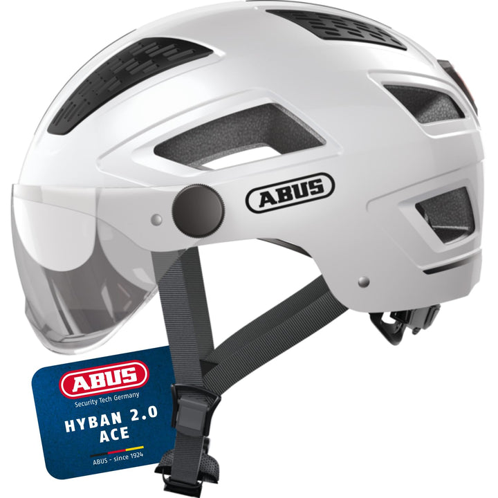 ABUS Stadthelm Hyban 2.0 ACE - Fahrradhelm mit Visier, Licht und ABS-Hartschale - für Damen und Herr