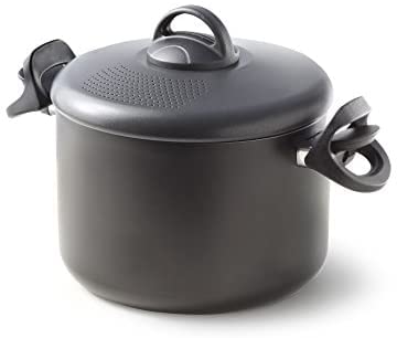 Accademia Mugnano Fuoco & Idee Kochtopf mit Sieb, Aluminium, schwarz, 6 Einheiten