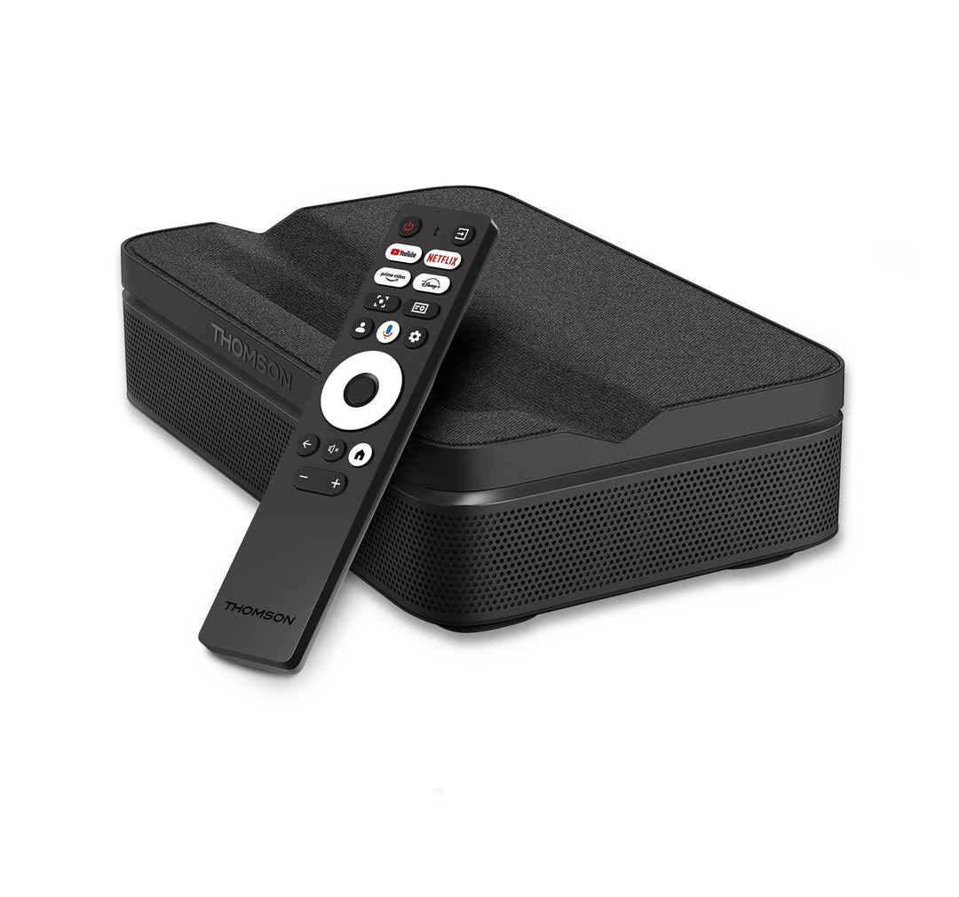 Thomson Sirius PG55B Full HD Beamer, Smart RGB Laser Projektor, Ultra-Kurzdistanz, Google TV, 600 AN