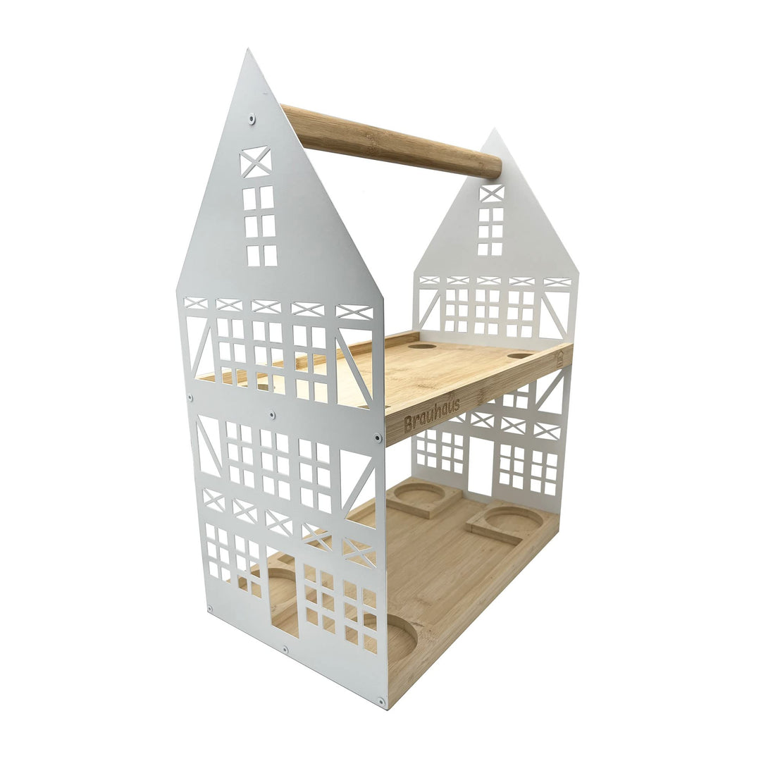 UNUS HOME Etagere Brauhaus, 2 Etagen mit Griff, für Bier, Snacks, Wurst und Käse mit 4 Flaschenhalte