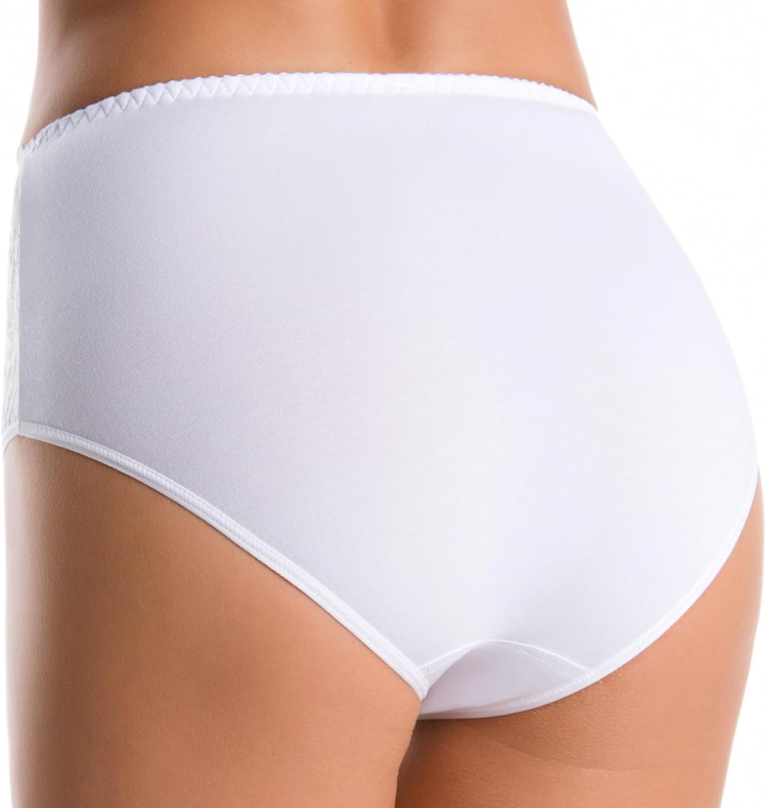 Teyli Damen Slip Taillenslip Baumwolle Hohe Taille mit Spitze 3er Pack XS Weiss, XS Weiss
