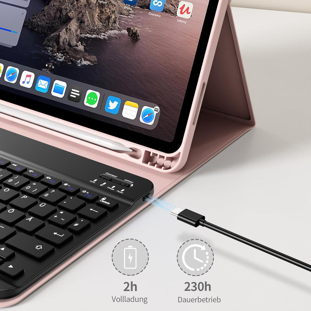 Tastatur Hülle für iPad (A16) 11 Zoll 2025/10. Generation 2022 10.9 Zoll, Magnetische Abnehmbare Kab