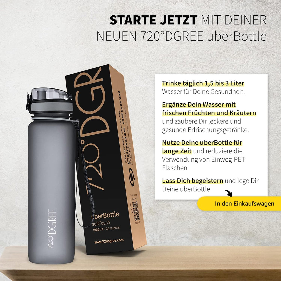 720°DGREE Trinkflasche “uberBottle“ +Sieb - 350ml, 500ml, 650ml, 1000ml, 1,5l, 2l - BPA-Frei - Wasse