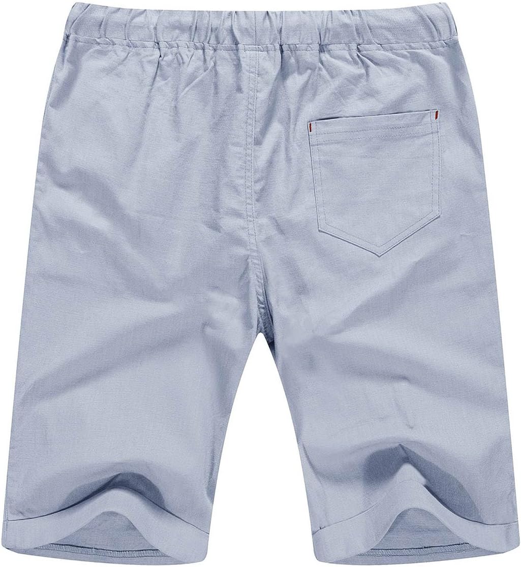 JustSun Kurze Hosen Herren Leinen Shorts Leicht Atmungsaktiv mit Tunnelzug, 3XL Silbergrau