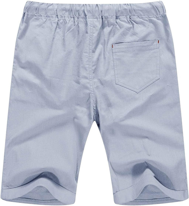 JustSun Kurze Hosen Herren Leinen Shorts Leicht Atmungsaktiv mit Tunnelzug, 3XL Silbergrau