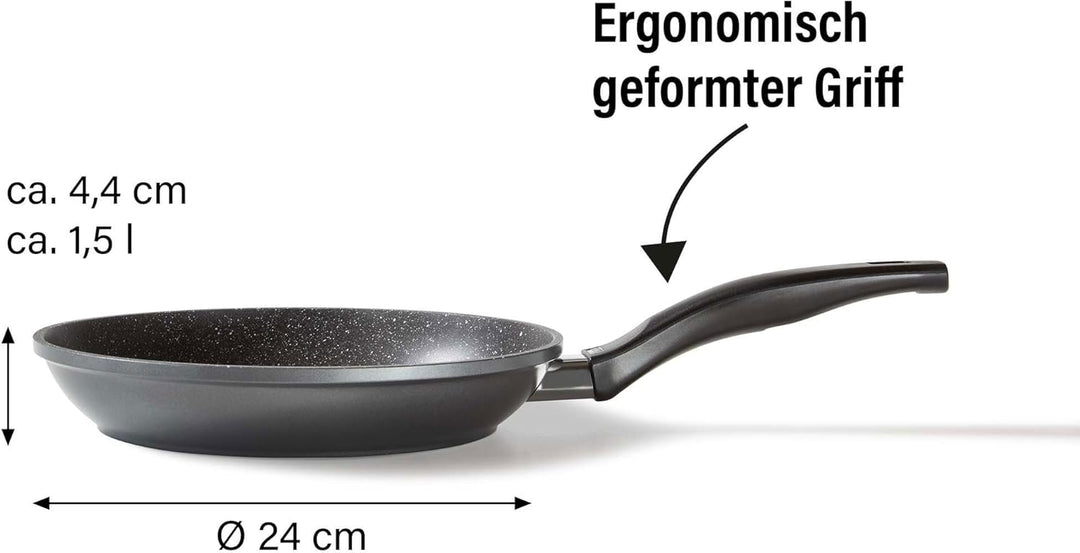 STONELINE Bratpfanne 24 cm, induktionsgeeignet, Aluguss, Antihaftbeschichtung mit echten Steinpartik