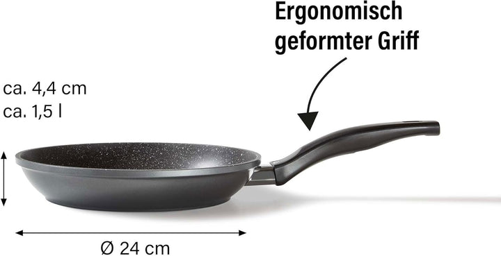 STONELINE Bratpfanne 24 cm, induktionsgeeignet, Aluguss, Antihaftbeschichtung mit echten Steinpartik
