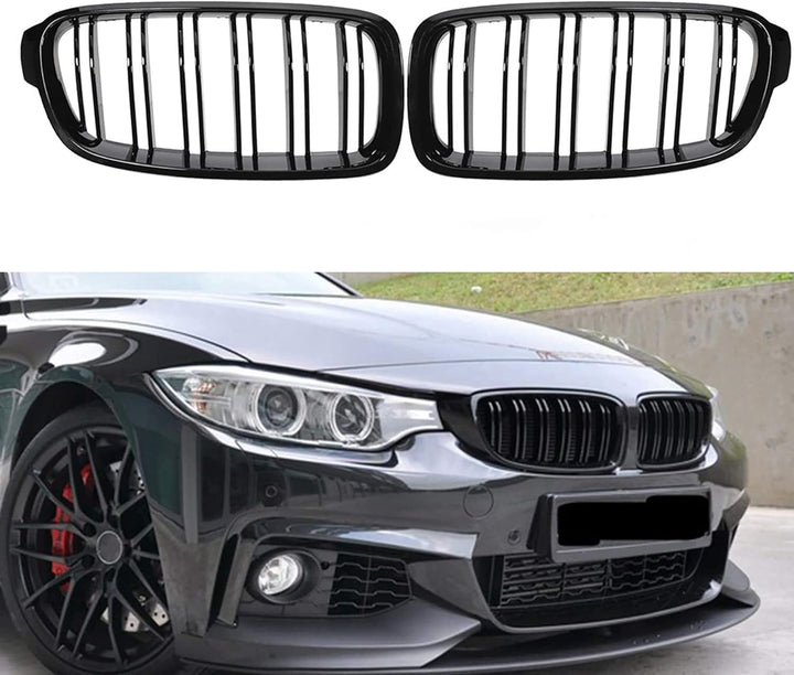 YIUBCZOQI F30 Kühlergrill für BMW 3er f30 Nieren Schwarz f30 f31Grill Glanz Schwarz Doppelsteg Sport