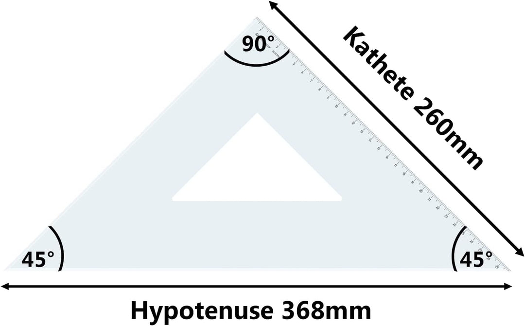Aristo AR4530F Dreieck 45° mit Facette (Kathete 297mm, Hypotenuse 420mm, abriebfeste Tiefprägung der