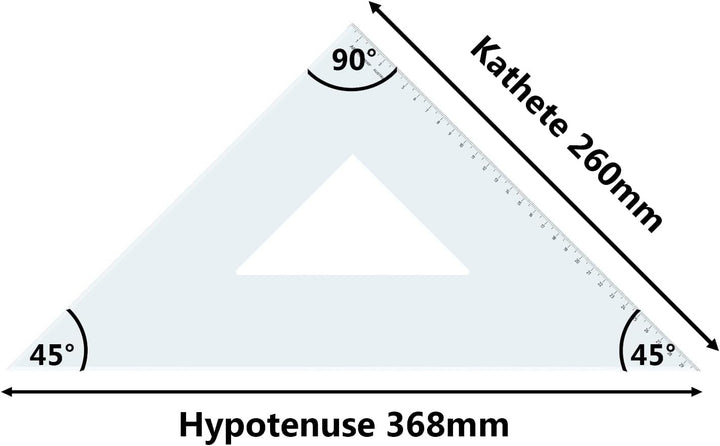 Aristo AR4530F Dreieck 45° mit Facette (Kathete 297mm, Hypotenuse 420mm, abriebfeste Tiefprägung der
