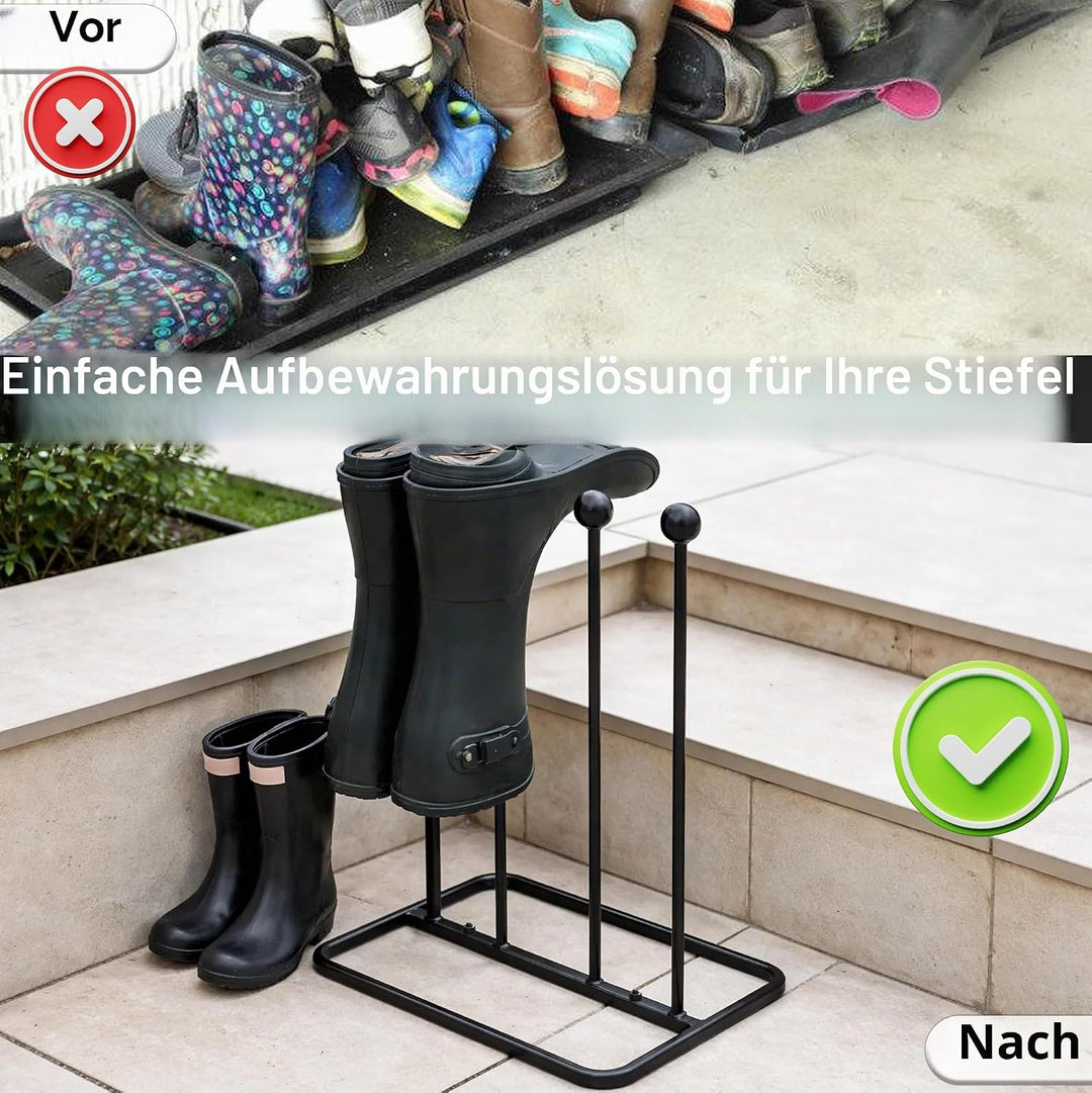 ARSUK Stiefelregal, Schuh-Regal für 2 & 4 Paar, Draussen Zur Platzsparenden Aufbewahrung, Metall, 45