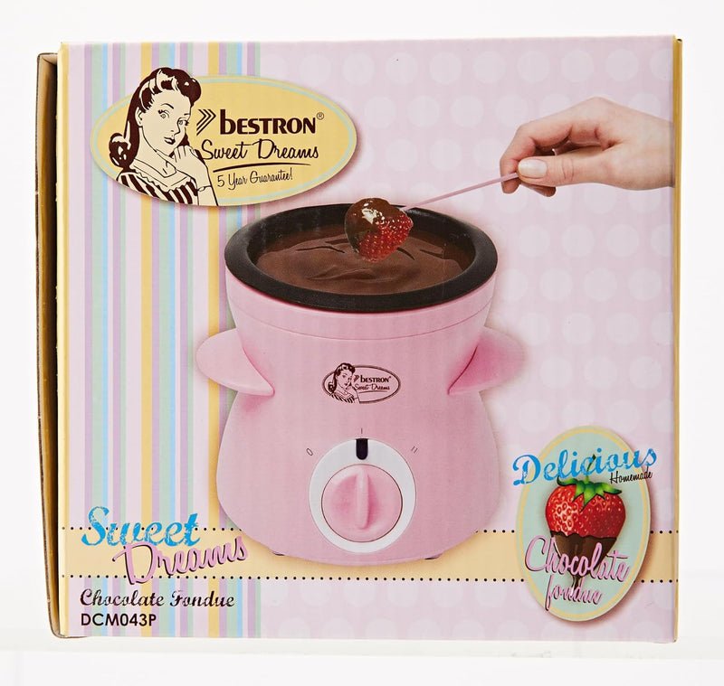 Bestron Schokoladen Fondue für 2 Personen, Mini-Schokofondue-Set, inkl. 10xSpiesse, 10xGabeln und 1x