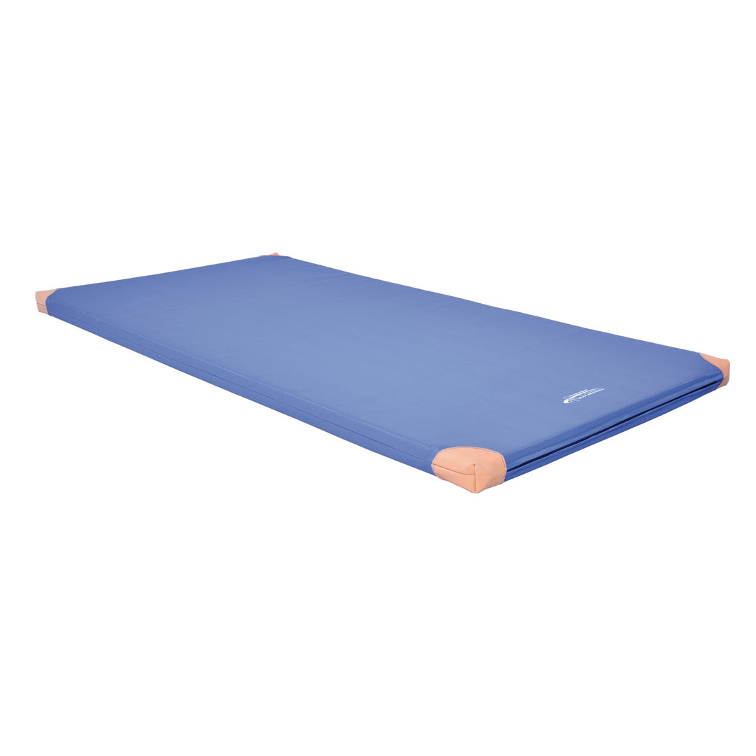 Grevinga® TÜV-Süd zertifizierte Leichtturnmatte (VB 80) | 200 x 100 x 6 cm | BLAU | mit Lederecken