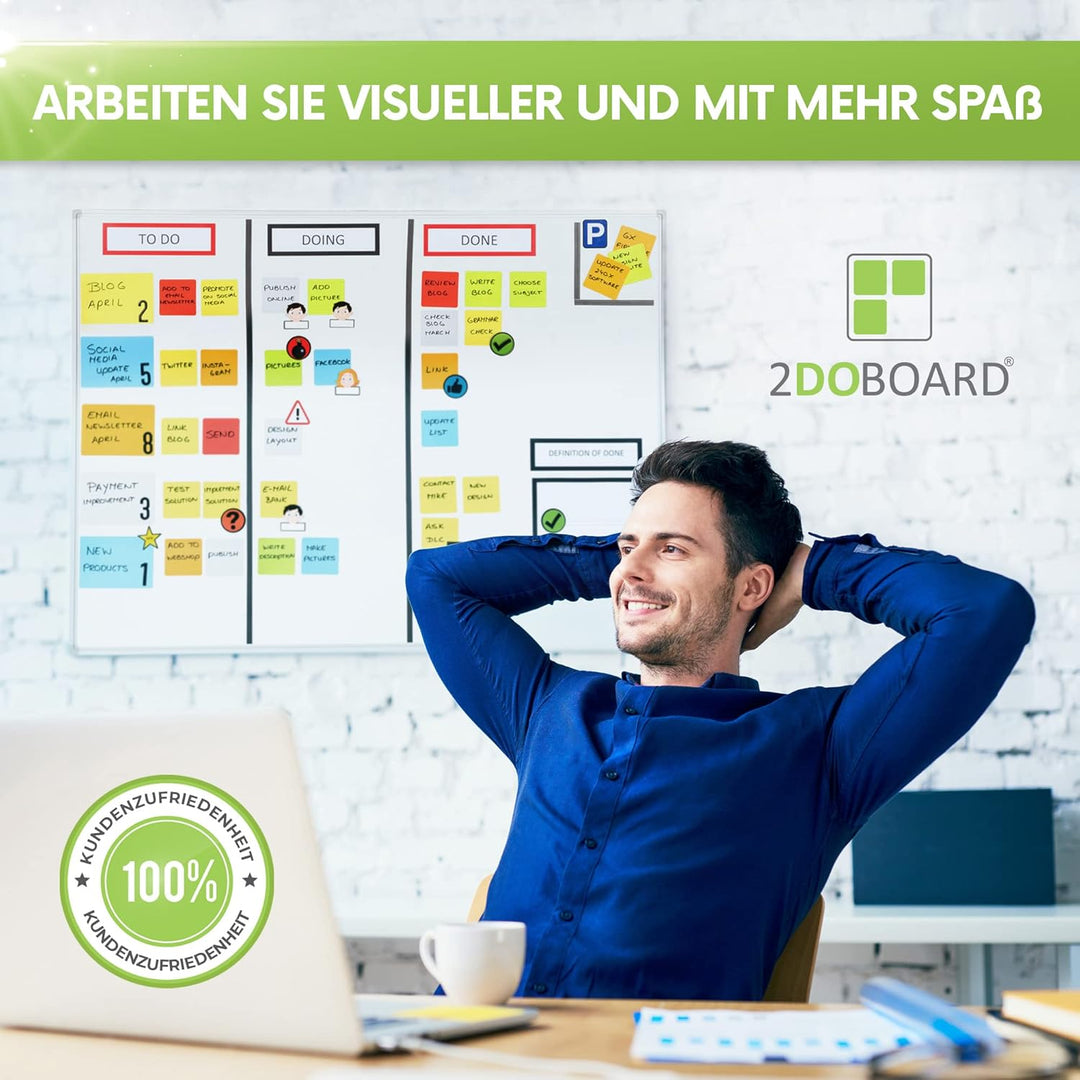 Beschreibbare Magnete 15 x 10 cm für Kanban Board oder Scrum Tafel - 25 Stück - Blau - Scrum Karten