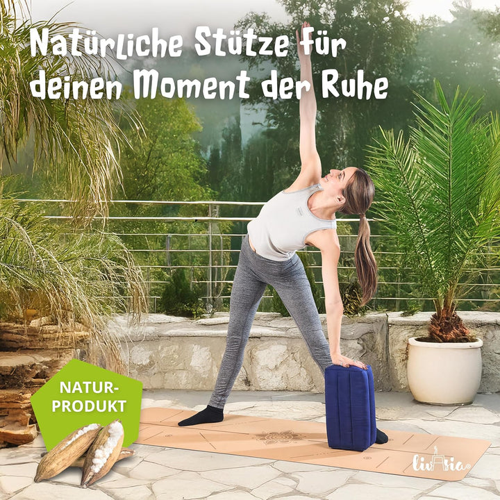 livasia Block Yogakissen eckig einfarbig modern - 17x34x12cm - Meditationskissen Kapok, Stützkissen
