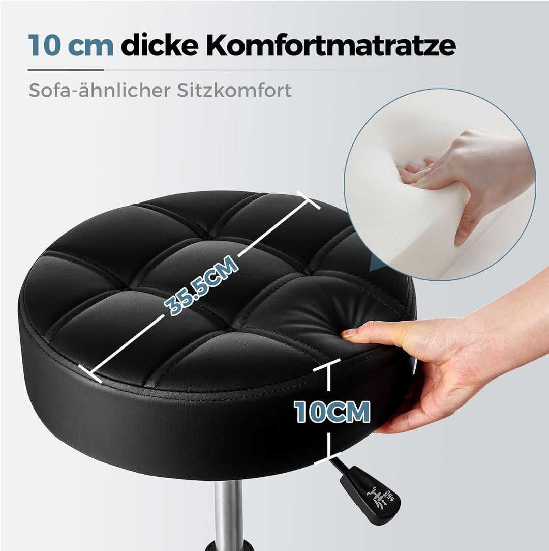 BEWISHOME Rollhocker mit Rollen,Verstellbarer Hocker für hohe Belastungen bis 200 kg,360° Drehhocker