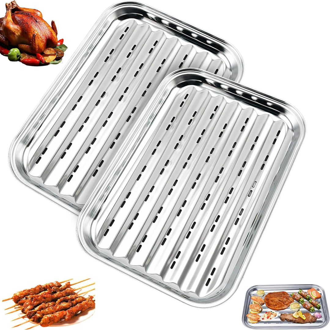 2 Stück BBQ Grillschalen Aus Edelstahl Grillschale Grillschale Edelstahl Grillkorb Wiederverwendbare