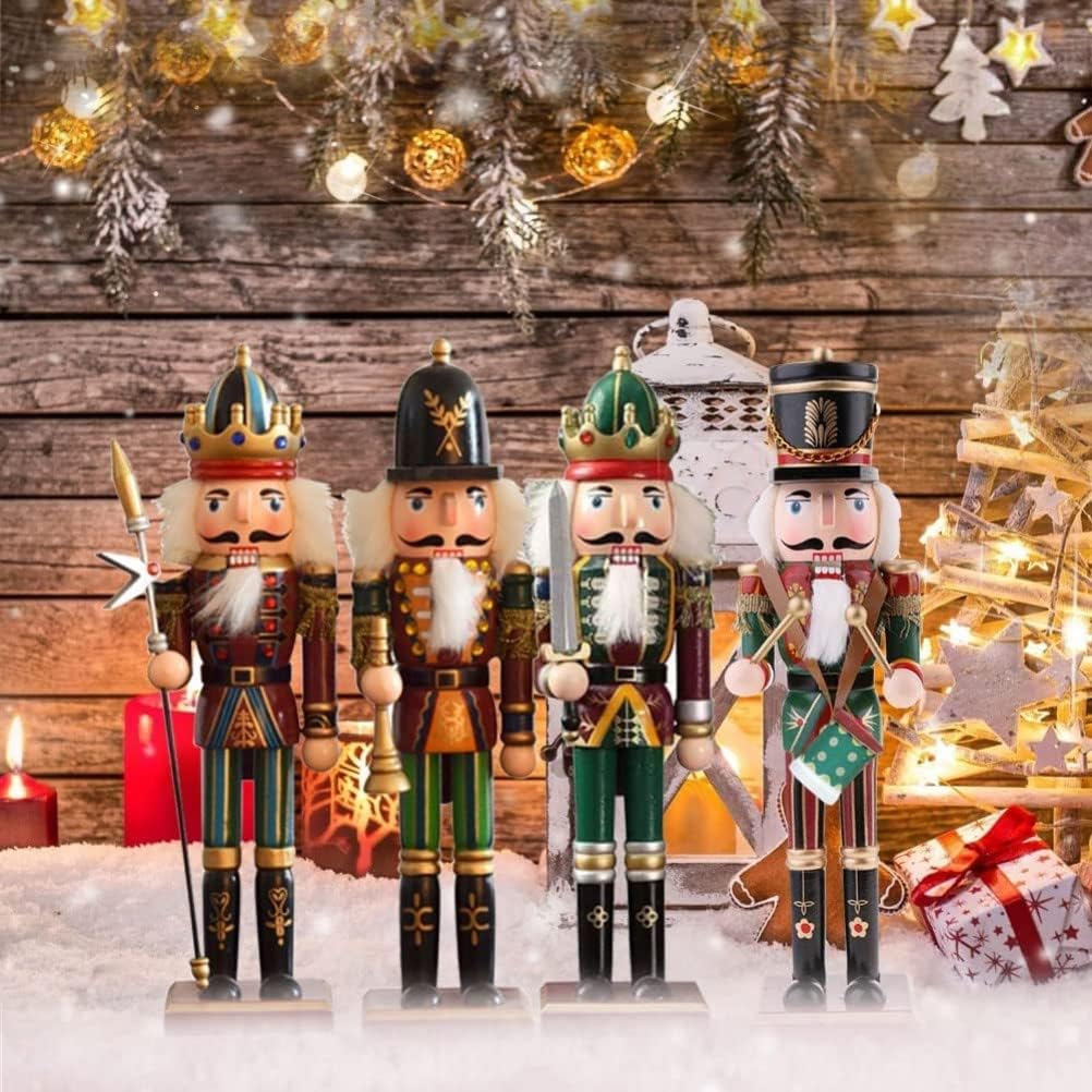 KAHEIGN 2Pcs Nussknacker Figuren Holz Nussknacker Soldaten, 30cm Traditionelle Weihnachten Nussknack