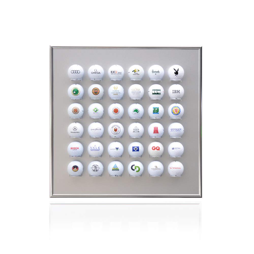 Knix Premium Golfball Setzkasten aus Aluminium für 36 Golfbälle (40 x 40 cm) - Schaukasten, Golf-Reg