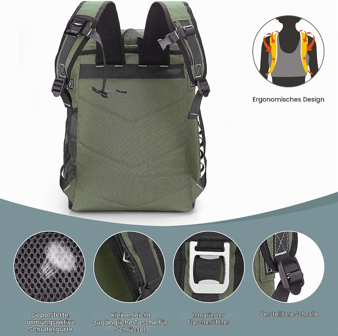 Vogshow Kühlrucksack 30L Kühltasche Gross Kühlbox Wasserdicht Picknickrucksack Auslaufsicher Thermot