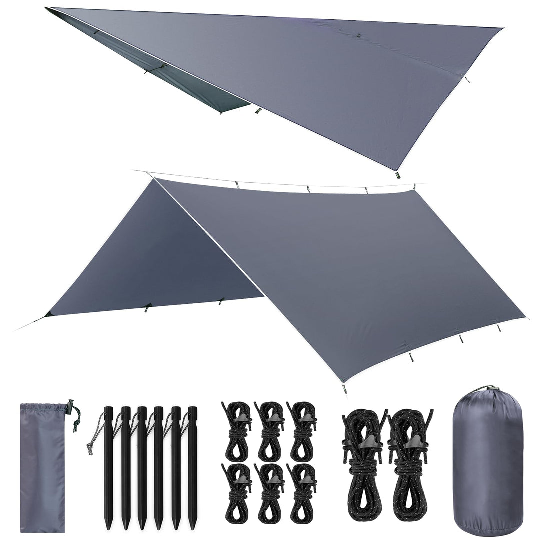Tarp 3x4M Wasserdicht, Ultraleicht Camping Zeltplane, mit 15 Öse+6 Aluminiumstifte+8 Nylonseile, Ant