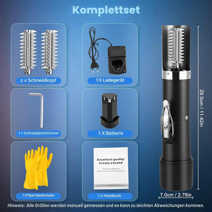 Elektrischer Fisch-Entschupper, Kabelloses wiederaufladbares, 2 Head und Handschuhen – Professionell