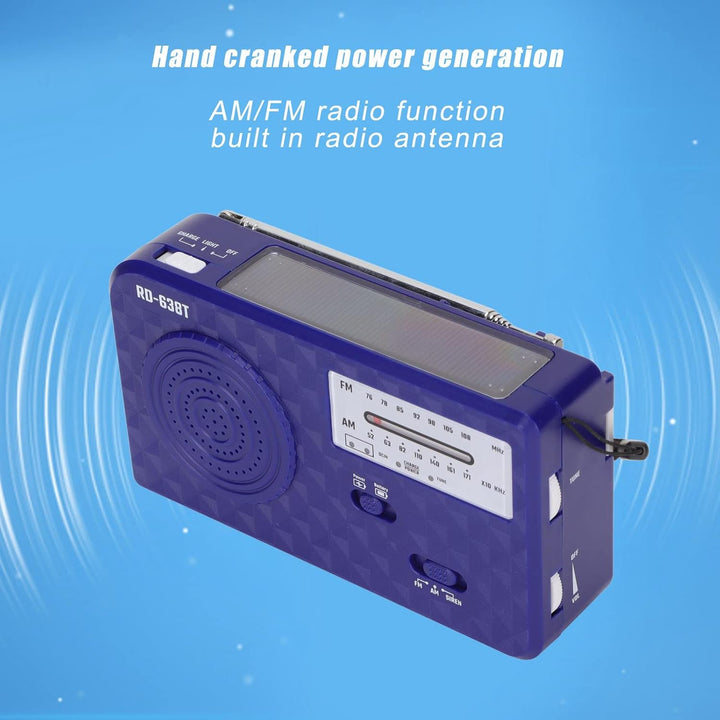 RD 638T Solar Hand Crank Notio -Radio, AM FM Small Weather Radios, Tragbares Überlebensradio mit LED