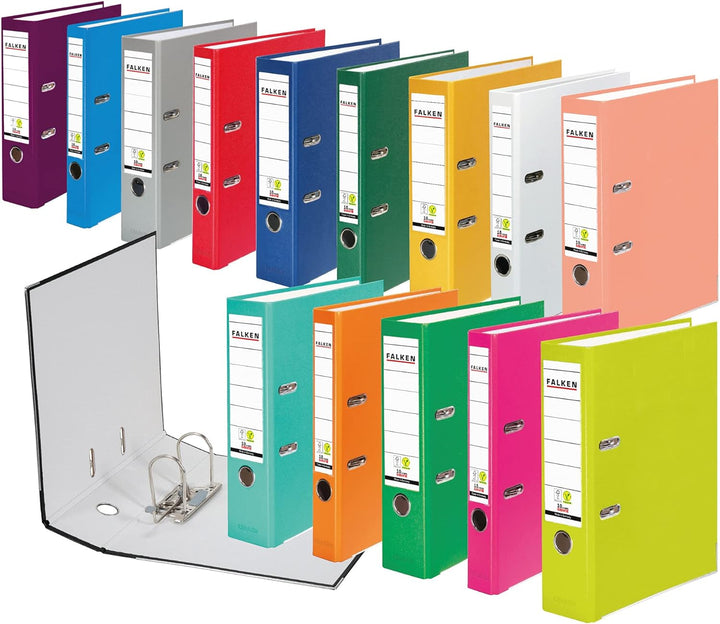 Original Falken 5er Pack PP-Color Kunststoff-Ordner. Made in Germany. 5 cm schmal DIN A4 grau Vegan