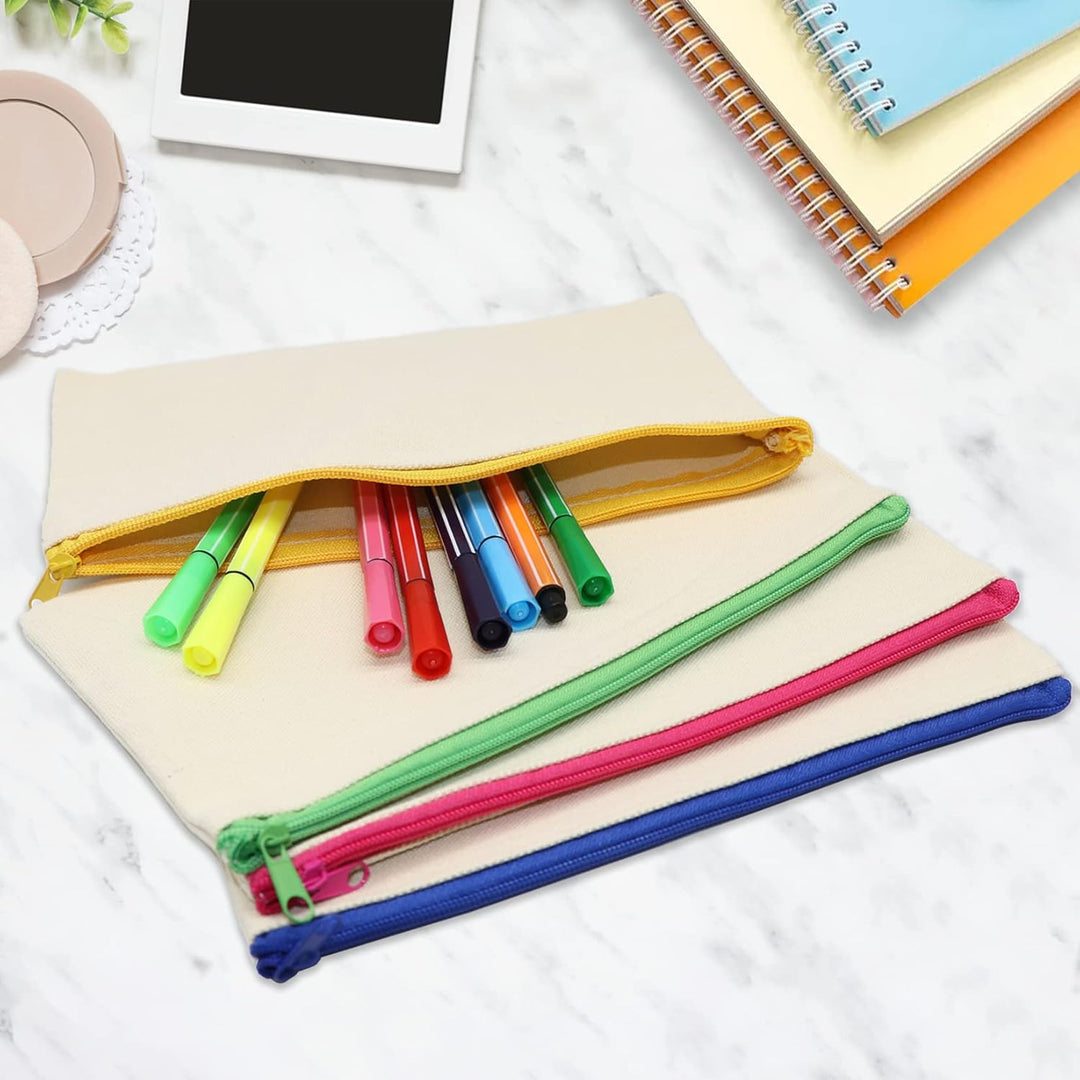 Idota 20 Stück Stoff Federmäppchen, Kindergeburtstag Basteln, Taschen zum Bemalen für Kinder mit 12