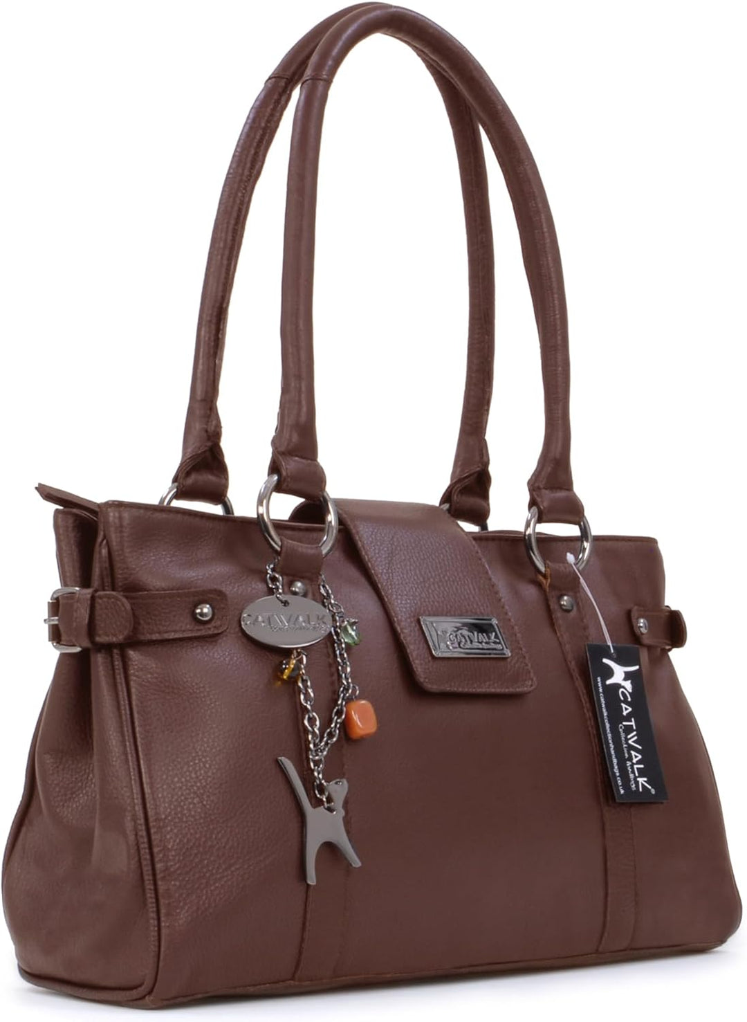 Catwalk Collection Handbags - Damen Leder Schultertasche - Handtasche Mittelgross für Notizbuch A5 -