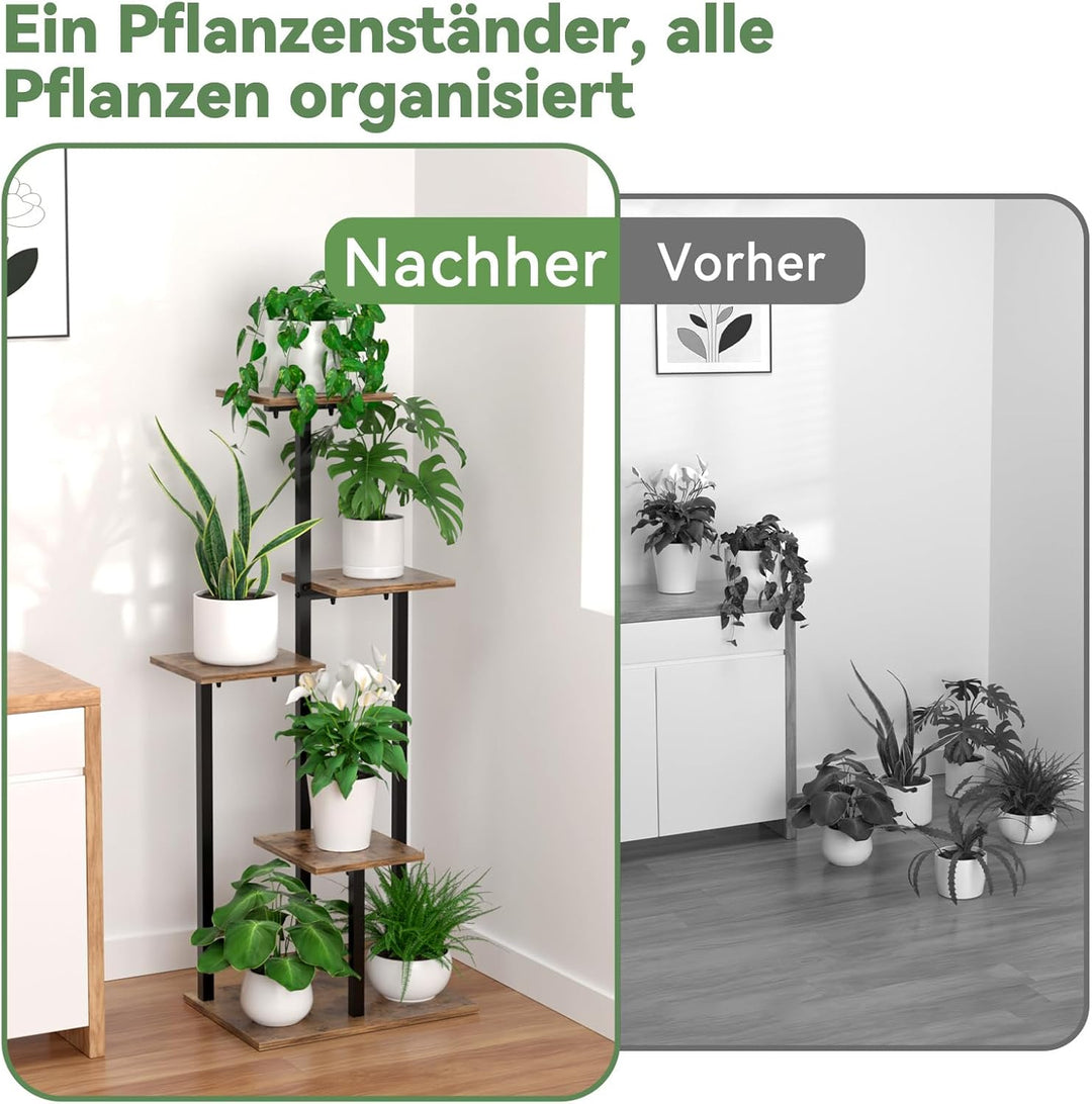 5 Etagen Blumenständer Pflanzenständer Innen, Eck-Pflanzenablage Metall, Platzsparender Pflanzenrega
